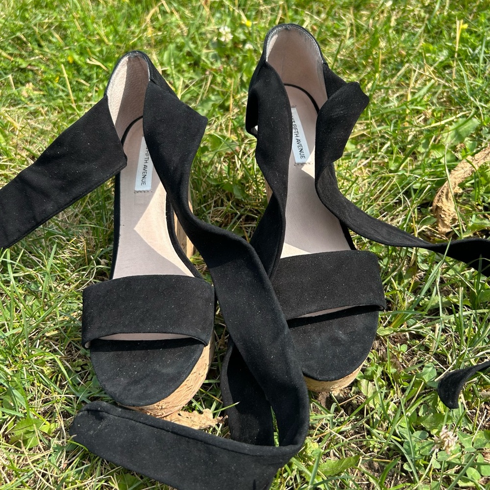 Saks Fifth Avenue Black Espadrilles with Wedge Heel